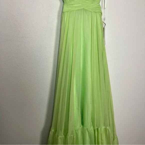 NEW Mac Duggal Indy Ruffle Tiered Cutout Chiffon Gown Mint Green Maxi Dress 4 - Picture 7 of 15